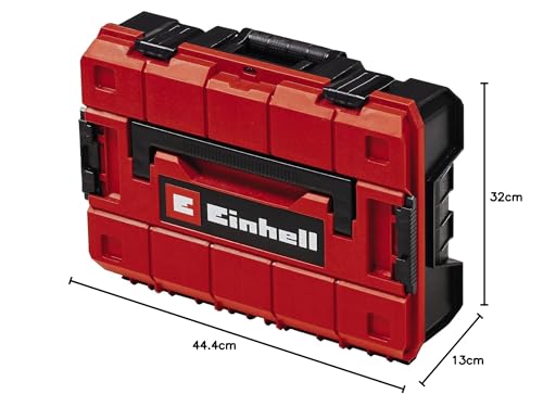 Original Einhell Maleta con sistema E-Case S-F (máx. 25 kg, almacenamiento y transporte universales de accesorios y herramientas, apilable, a prueba de salpicaduras, incluye 2 insertos de espuma)