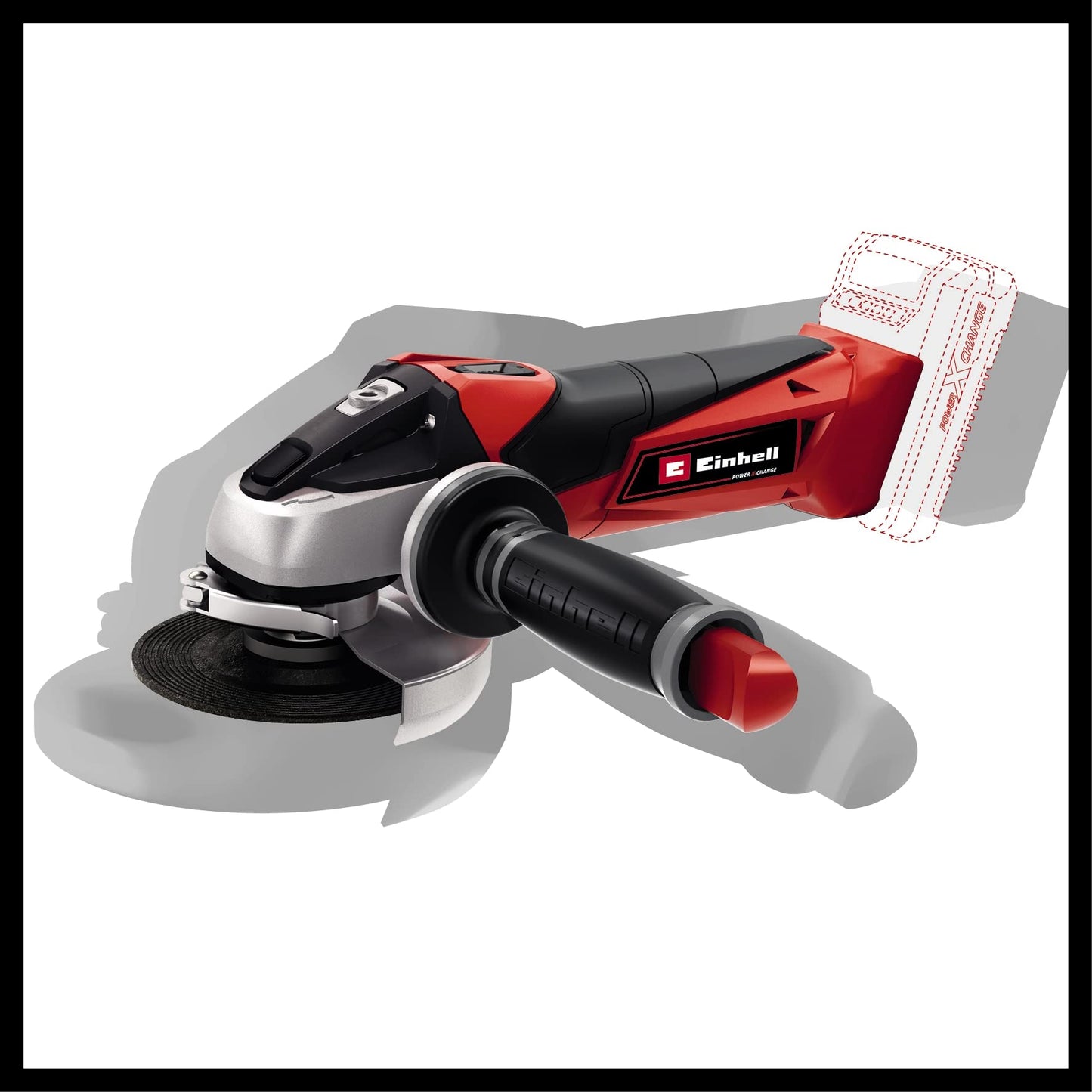 Einhell Amoladora angular con batería TE-AG 18/115 Li-Solo Acc Power X-Change (18 V, 115 mm diámetro de disco, 28 mm profundidad de corte, arranque suave, incl. disco, sin batería)