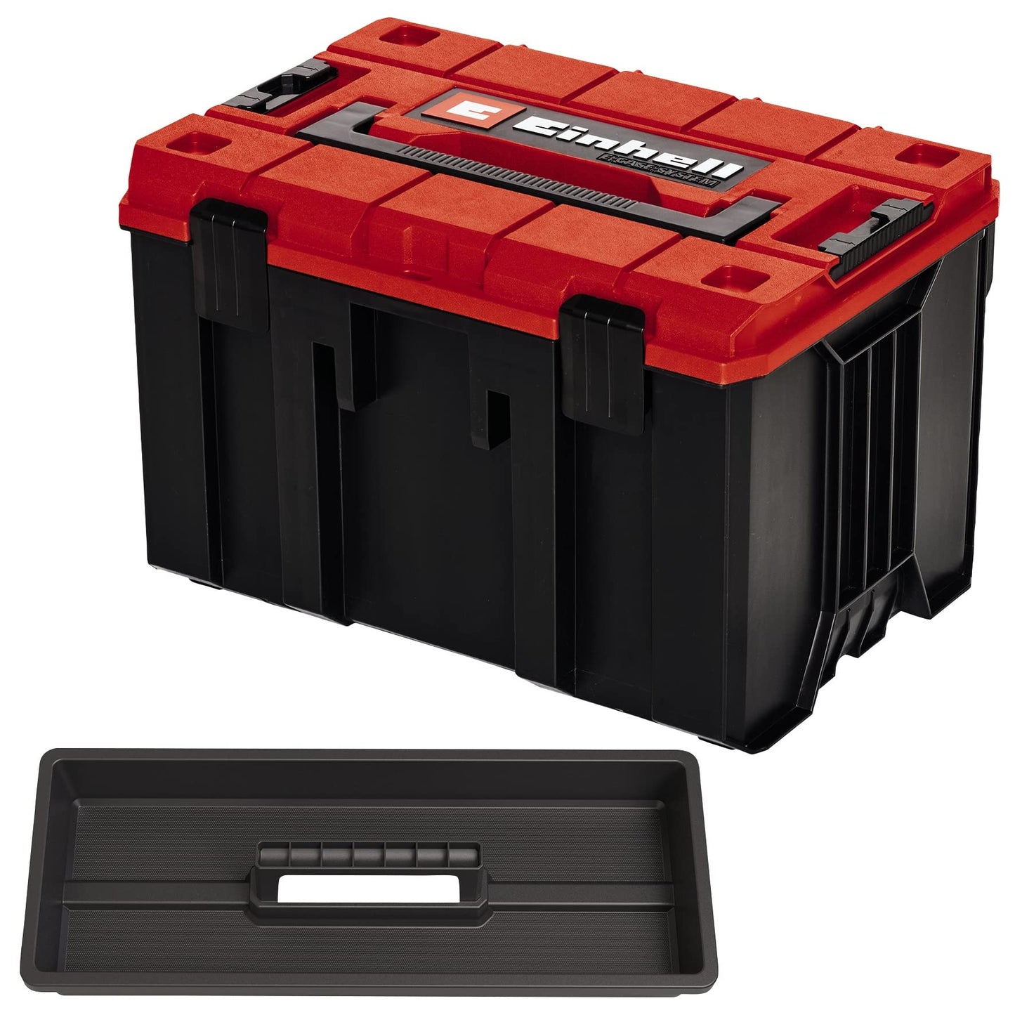 Original Einhell Maleta con sistema E-Case S-F (máx. 25 kg, almacenamiento y transporte universales de accesorios y herramientas, apilable, a prueba de salpicaduras, incluye 2 insertos de espuma)