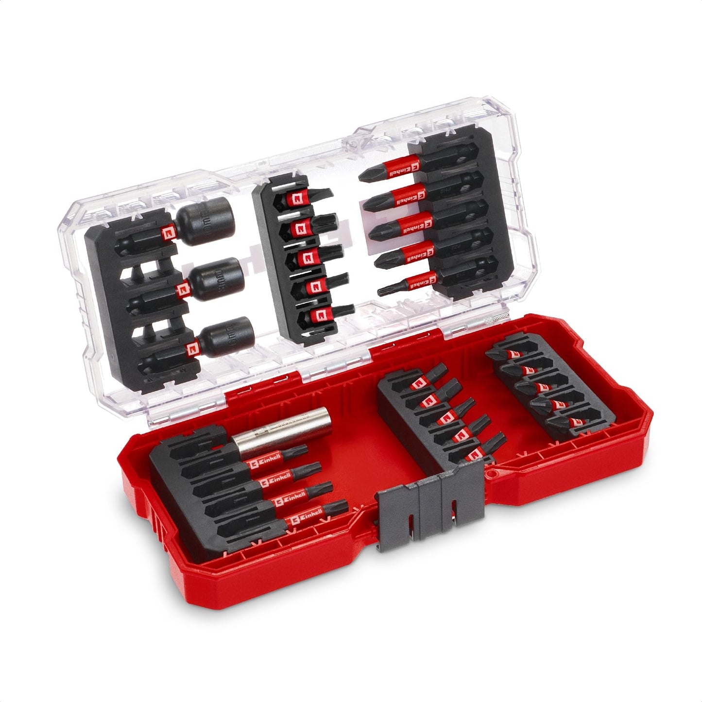 Einhell L-CASE Juego de brocas y taladros de 40 piezas (brocas de 25 mm, portapuntas de cambio rápido, llave de vaso, avellanador, brocas para metal, piedra y madera, incl. caja de almacenamiento)