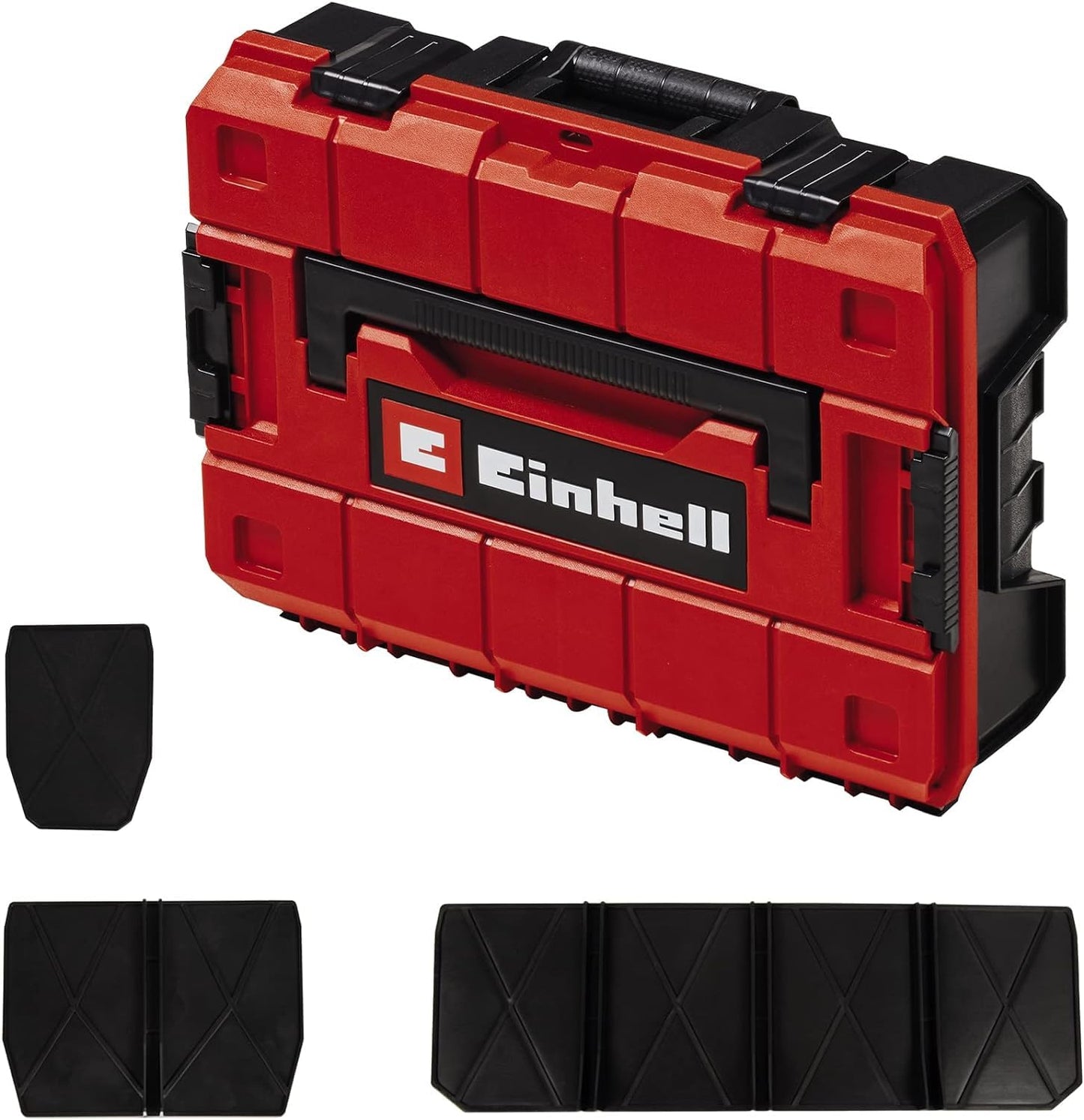 Original Einhell Maleta con sistema E-Case S-F (máx. 25 kg, almacenamiento y transporte universales de accesorios y herramientas, apilable, a prueba de salpicaduras, incluye 2 insertos de espuma)