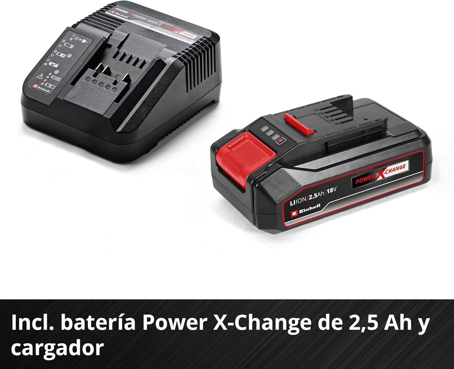 Einhell Taladro percutor con batería TE-CD 18/44 Li-i Power X-Change (18V, 44 Nm, función de perforación por percusión, portabrocas metálico de 13 mm, 2 velocidades, incl. batería de 2,5 Ah y batería)